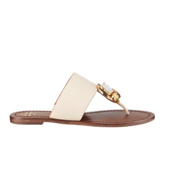 Tory Burch Sandals Patos Disk Embellished Dulce De Leche Womens 6 - Picture 5 of 10